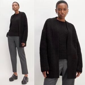 Everlane The Cloud Oversized Textured Cardigan In Black Size Small New